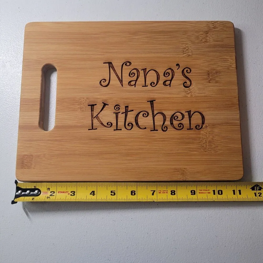 Nana's Kitchen Laser Engraved Custom Bamboo Cutting Board Wedding Housewares